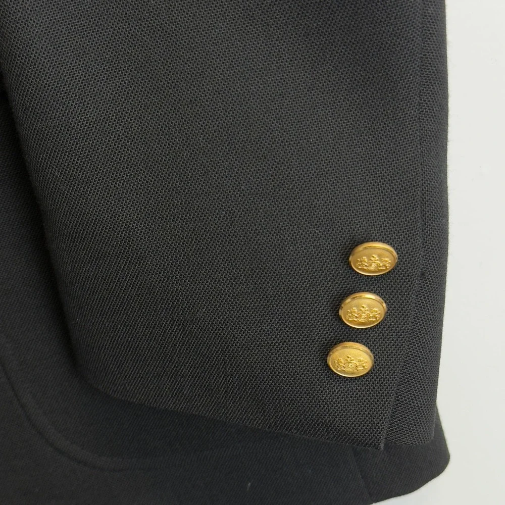 Stafford American Craftsmen Mens 40S Black Blazer Gold Crest Buttons Made in USA